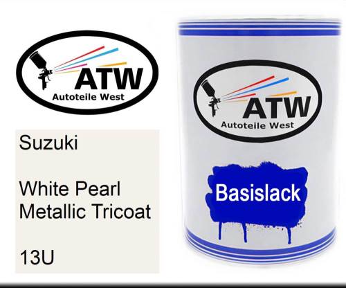 Suzuki, White Pearl Metallic Tricoat, 13U: 500ml Lackdose, von ATW Autoteile West.